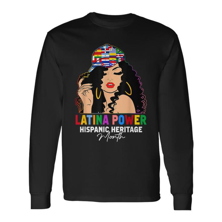 Latina Power Hispanic Heritage Month Country Flags Long Sleeve T-Shirt