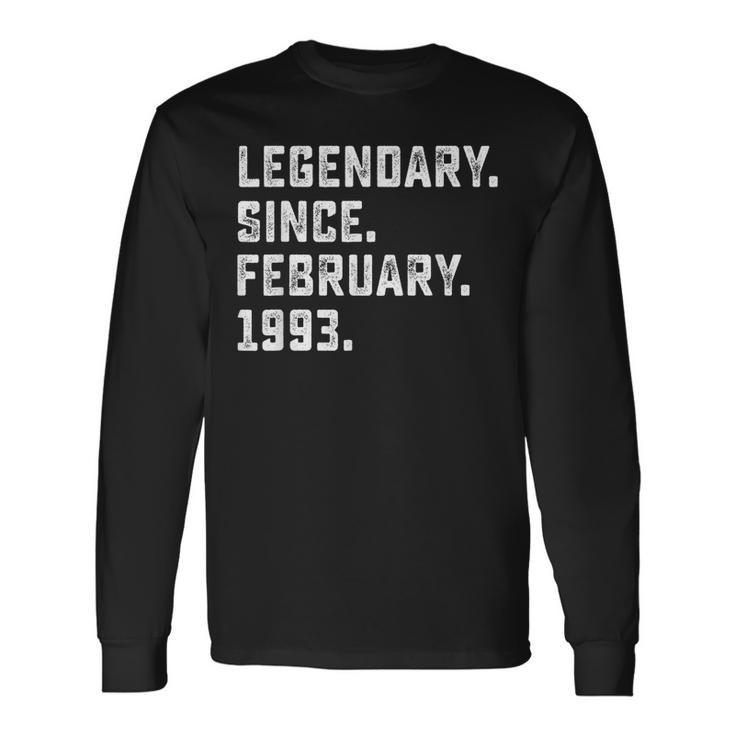Legendary Since February 1993 25Th Years Old Birthday Long Sleeve T-Shirt