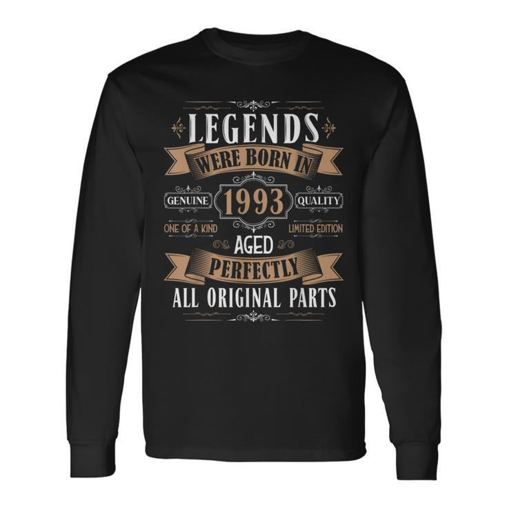 Legends Born In 1993 30Th Birthday 30 Years Old Bday Men Long Sleeve T-Shirt