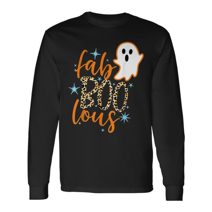 Leopard Fab Boo Lous Boo Ghost Halloween Horror Ghost Halloween Long Sleeve T-Shirt