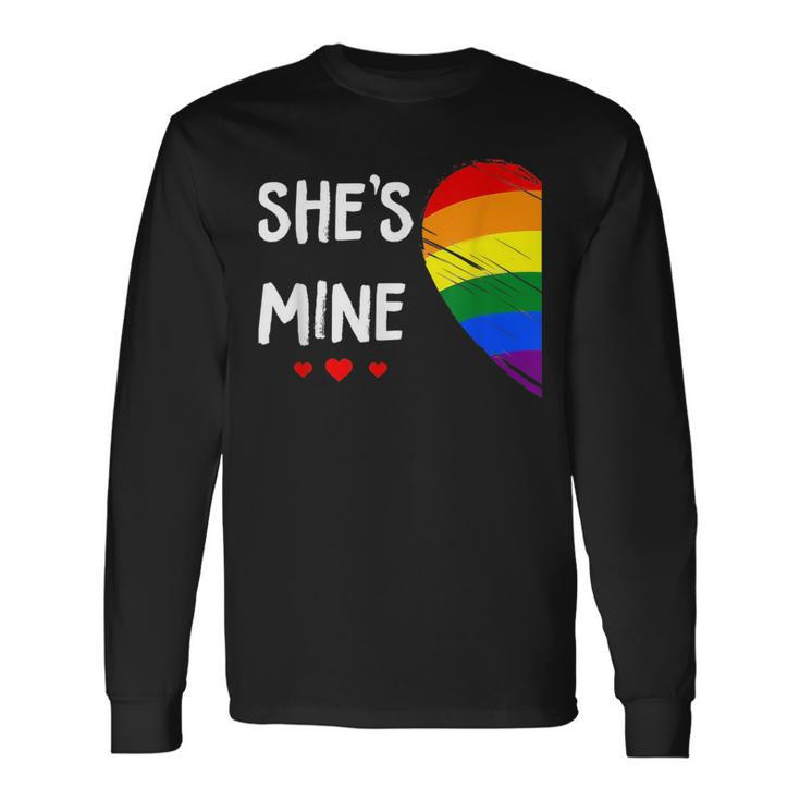 Lesbian Couple Heart Shes Mine Gay Trans Lgbt Pride Month Long Sleeve T-Shirt T-Shirt