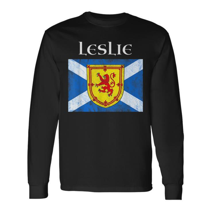 Leslie Scottish Clan Name Scotland Flag Festival Long Sleeve T-Shirt