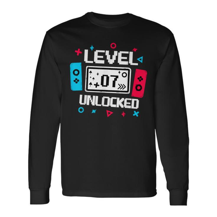 Level 7 Unlocked Gamer 7Th Birthday Video Game Lovers Long Sleeve Gifts ideas