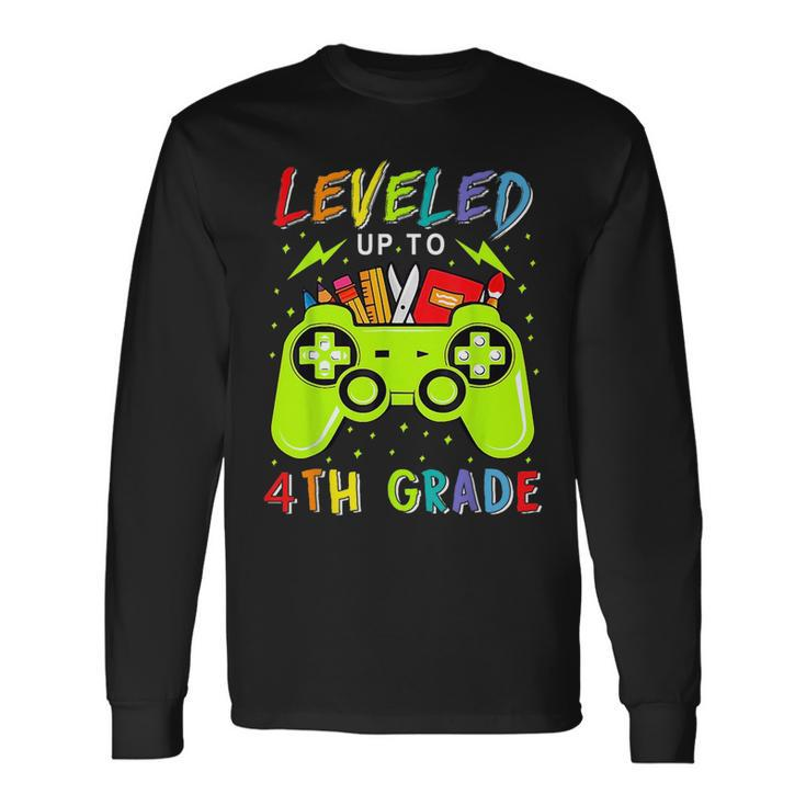 Leveled Up To 4Th Grade Gamer Back To School First Day Boys Long Sleeve T-Shirt T-Shirt