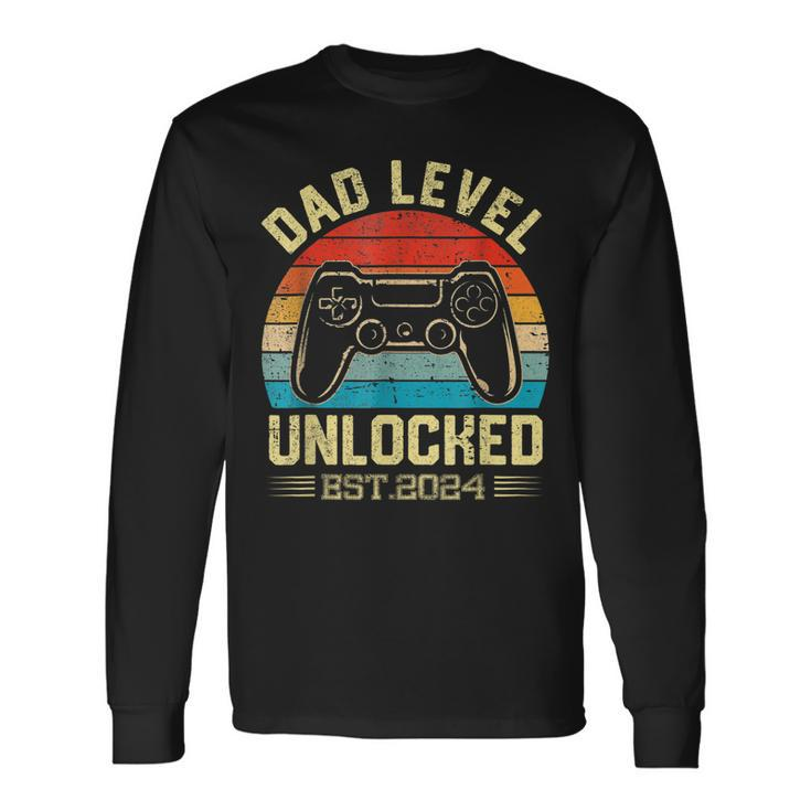 I Leveled Up To Dad 2024 Promoted To Daddy Level Unlocked Long Sleeve T-Shirt T-Shirt