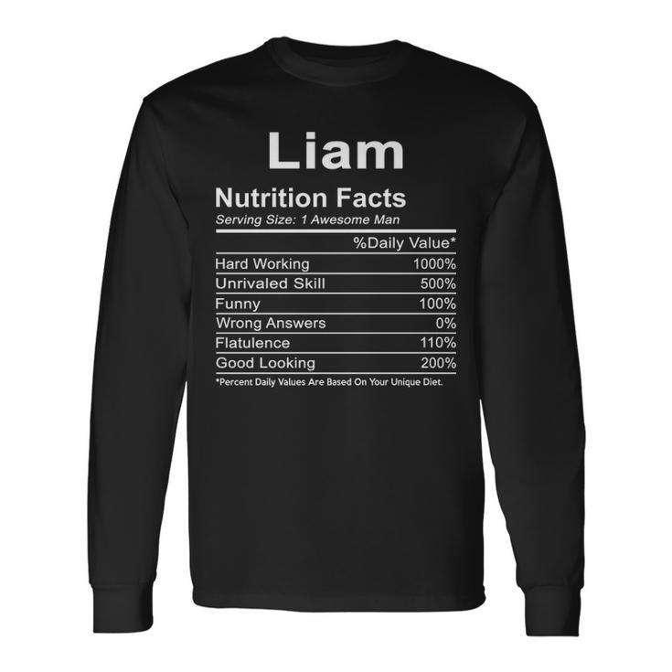 Liam Name Liam Nutrition Facts V2 Long Sleeve T-Shirt