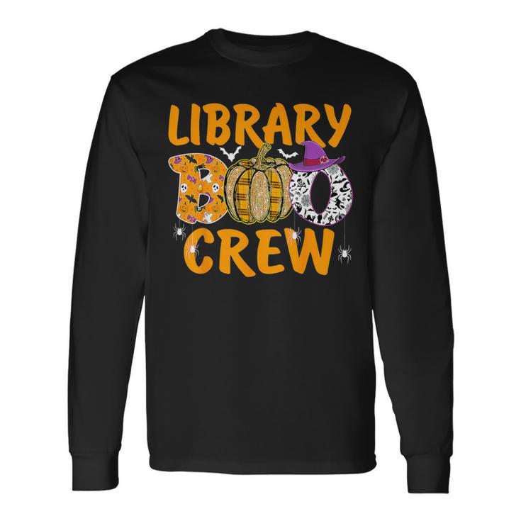 Library Boo Crew Cute Pumpkin Halloween Spooky Season Long Sleeve T-Shirt