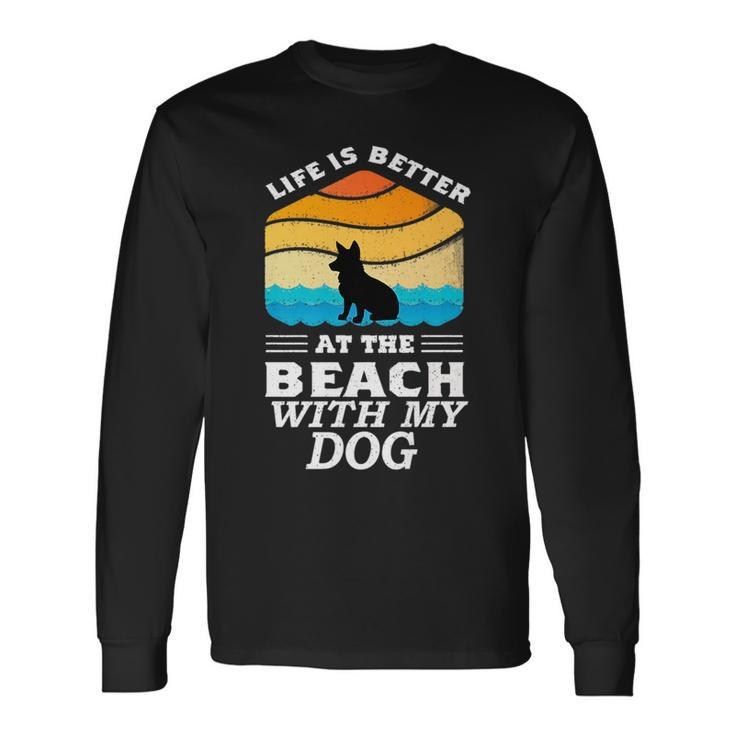 Life Is Better At The Beach With My Dog Corgi Lovers Graphic Long Sleeve T-Shirt T-Shirt
