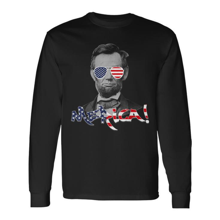 Lincoln Merica 4Th July Or Memorial Day Outift Long Sleeve T-Shirt