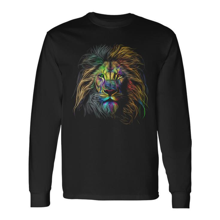 Lion Colorful Lions King Of Animals From Africa Long Sleeve T-Shirt T-Shirt