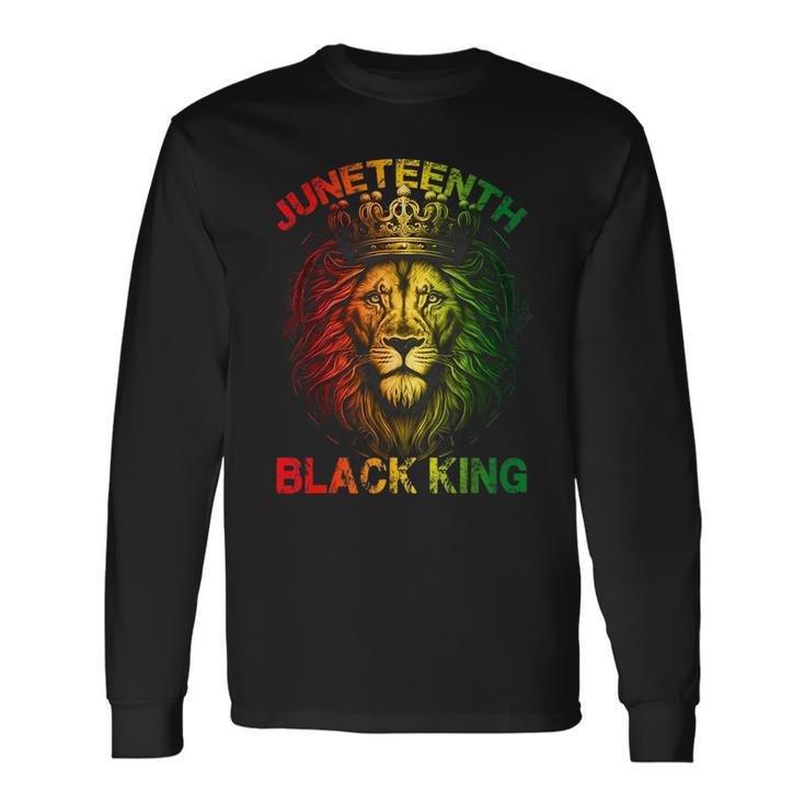 Lion Junenth Black King Melanin Father Dad Men Son Boys Long Sleeve T-Shirt