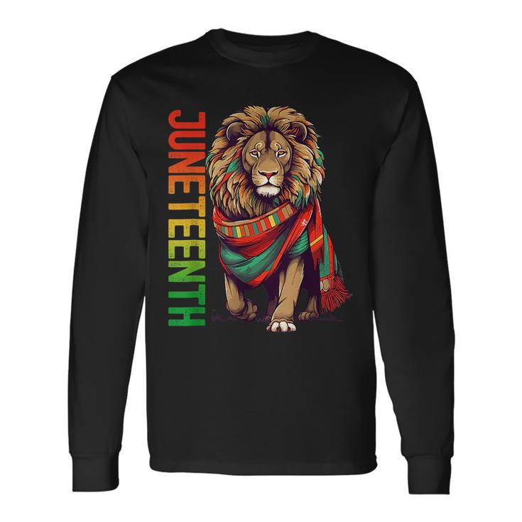Lion Junenth Cool Black History African Flag Long Sleeve T-Shirt T-Shirt