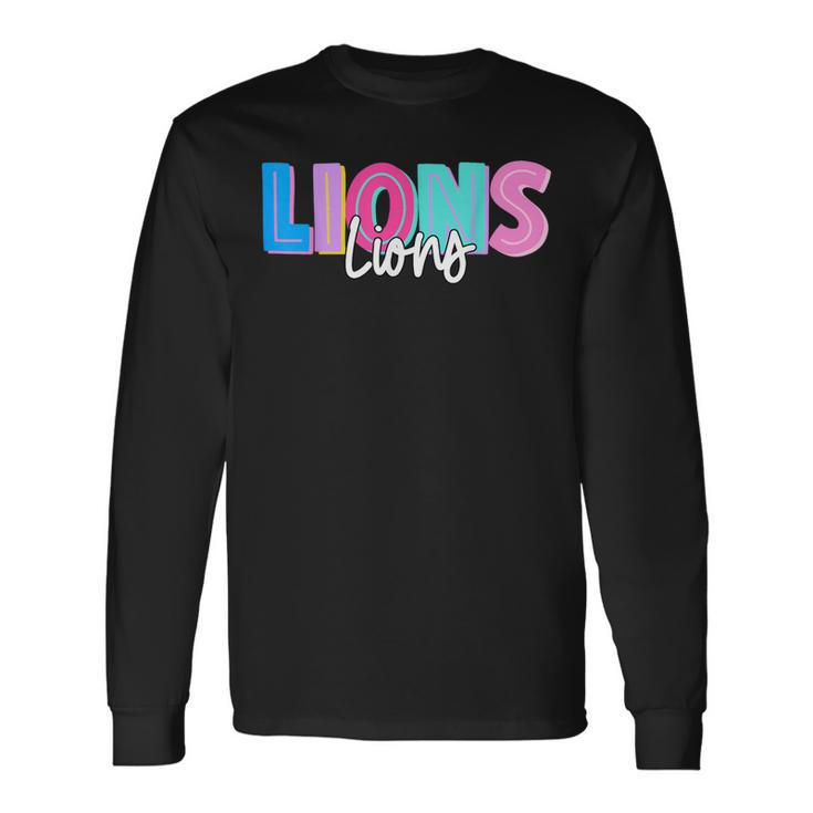 Lions Colorful School Spirit Long Sleeve T-Shirt