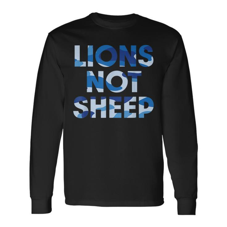 Lions Not Sheep Blue Camo Camouflage Long Sleeve T-Shirt T-Shirt