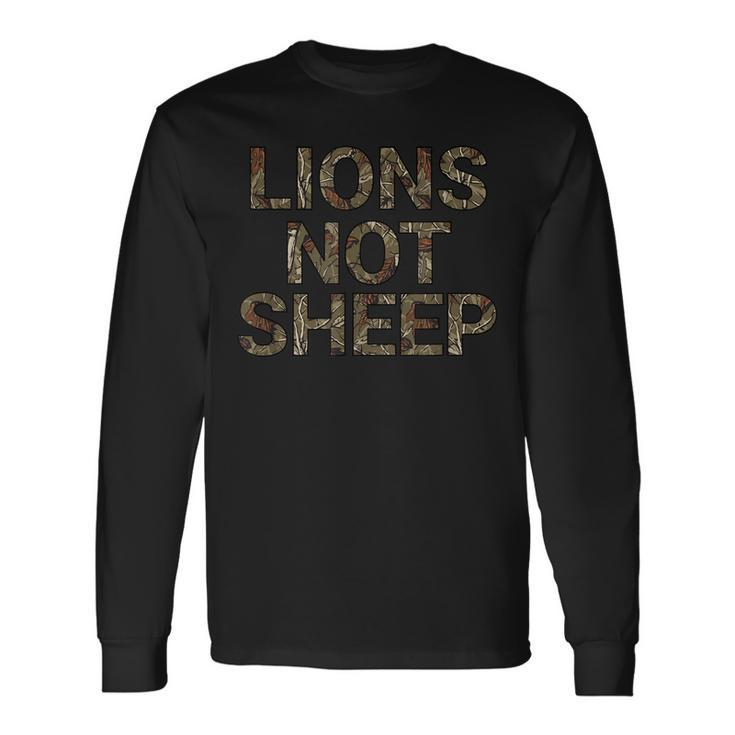 Lions Not Sheep Natural Brush Camo Graphic Long Sleeve T-Shirt