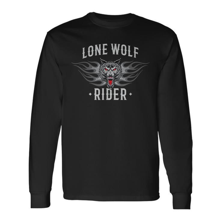 Lone Wolf Rider Motorcycle Chopper Biker Motorbike Long Sleeve T-Shirt