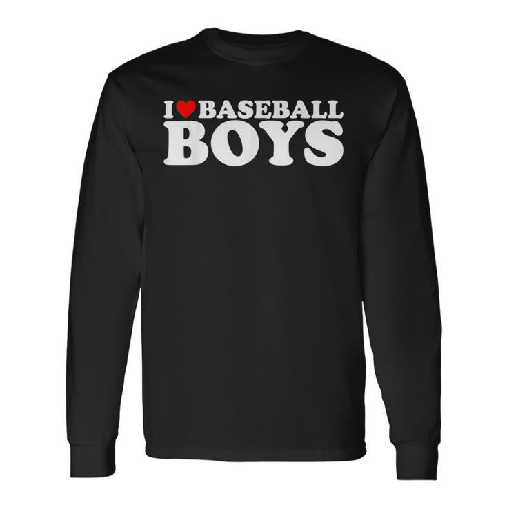 I Love Baseball Boys I Heart Baseball Boys Red Heart Long Sleeve T-Shirt