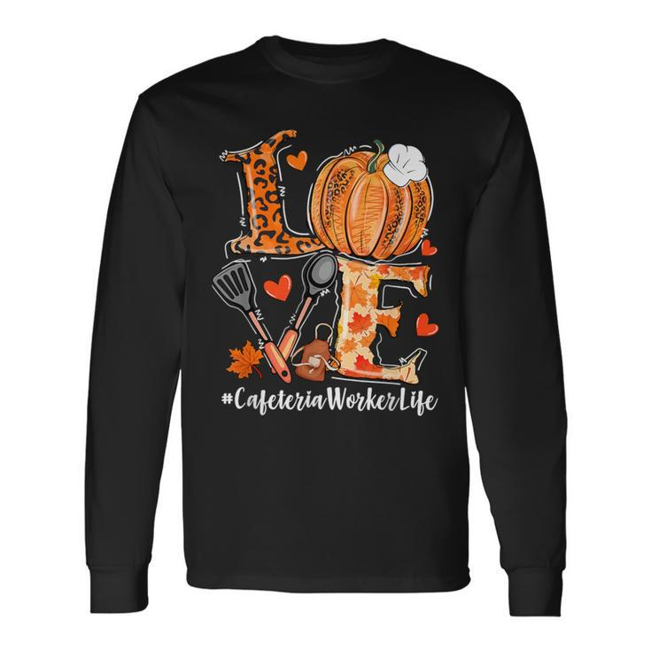 Love Pumpkin Fall Cafeteria Worker Life Pumpkin Leopard Long Sleeve T-Shirt