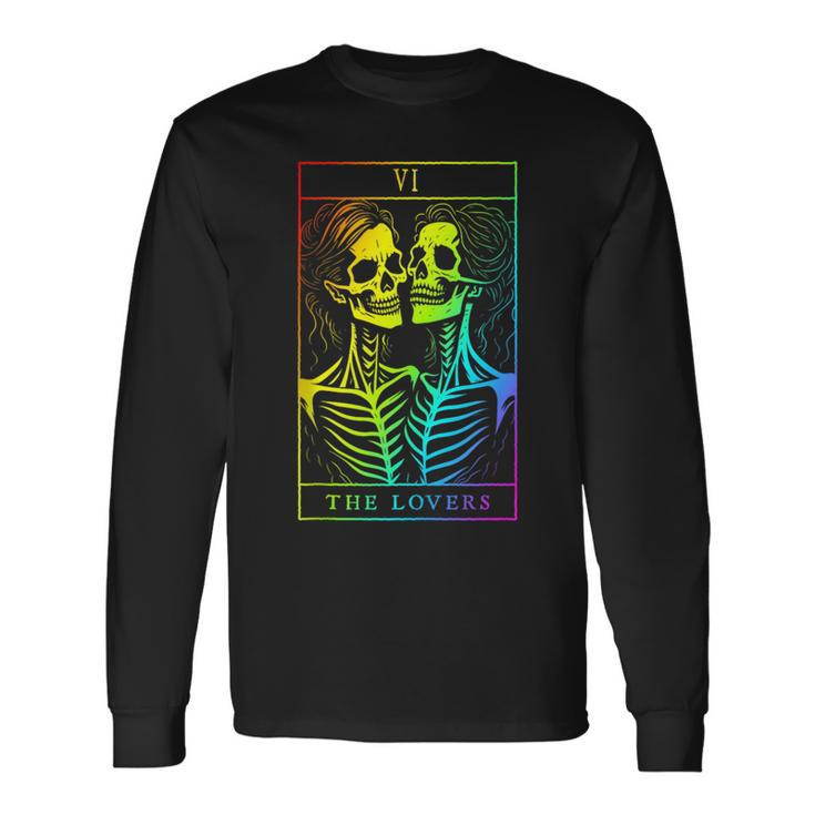 The Lovers Tarot Card Occult Goth Lesbian Skeleton Halloween Long Sleeve T-Shirt T-Shirt