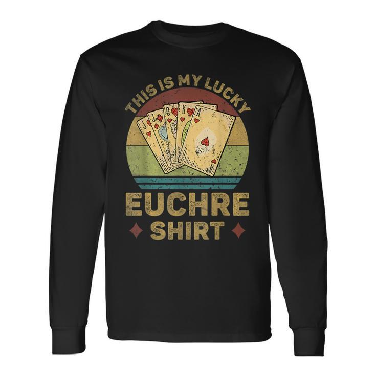 This Is My Lucky Euchre Vintage Euchre Card Game Long Sleeve T-Shirt