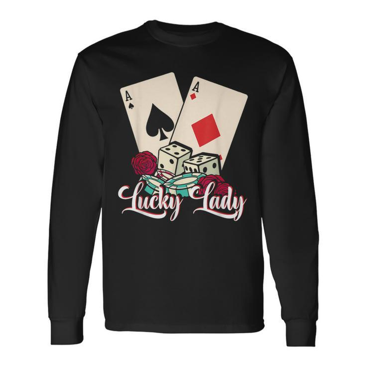 Lucky Lady Poker Player Gambling Casino Gambler Long Sleeve