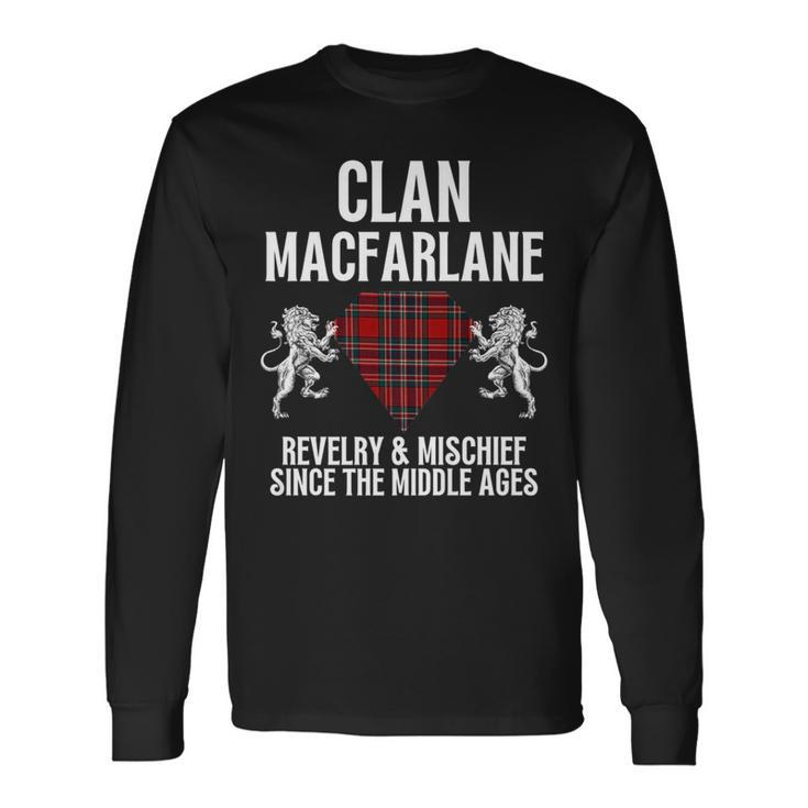 Macfarlane Clan Scottish Name Coat Of Arms Tartan Long Sleeve T-Shirt