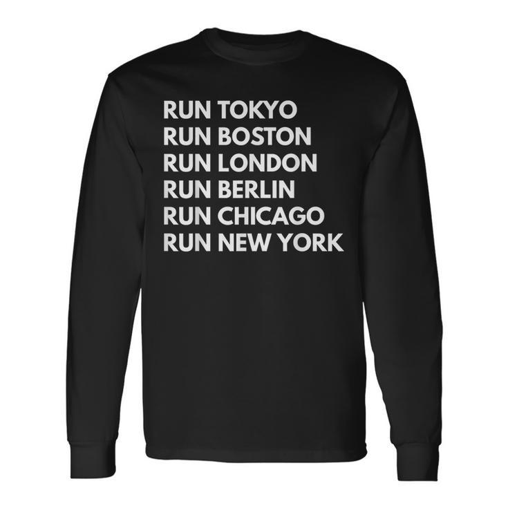 Marathon Majors Running Jog Motivational Long Sleeve T-Shirt