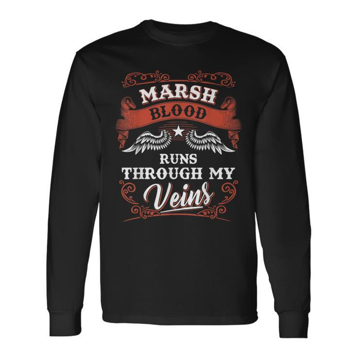 Marsh Blood Runs Through My Veins Family Christmas Long Sleeve T-Shirt