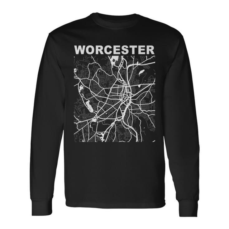 Massachusetts Souvenir Worcester City Street Map Long Sleeve T-Shirt