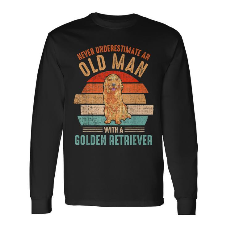 Mb Never Underestimate An Old Man With Golden Retriever Long Sleeve T-Shirt