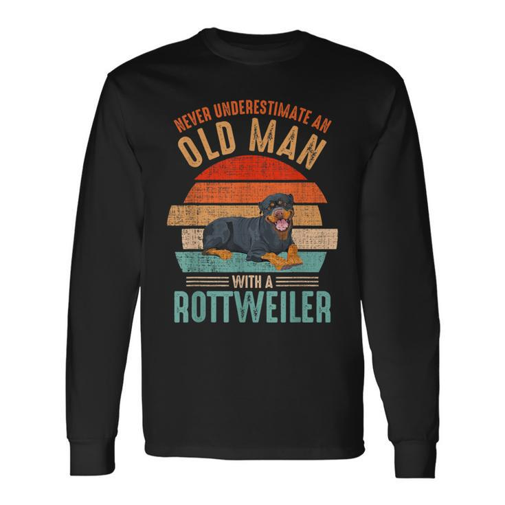 Mb Never Underestimate An Old Man With A Rottweiler Long Sleeve T-Shirt