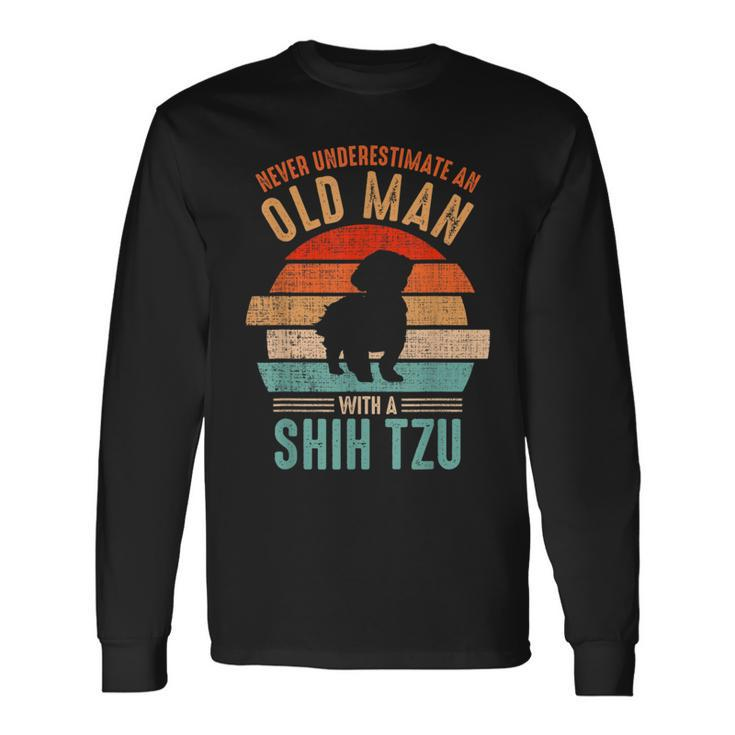 Mb Never Underestimate An Old Man With A Shih Tzu Long Sleeve T-Shirt
