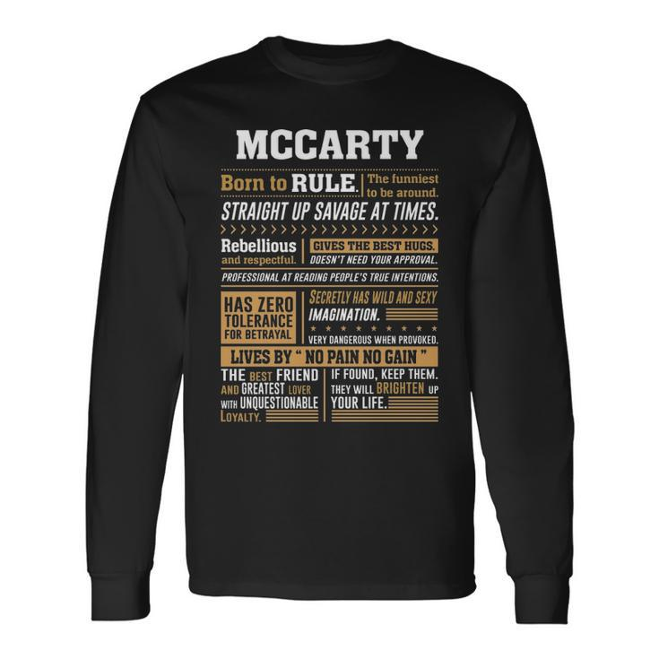 Mccarty Name Mccarty Born To Rule V2 Long Sleeve T-Shirt