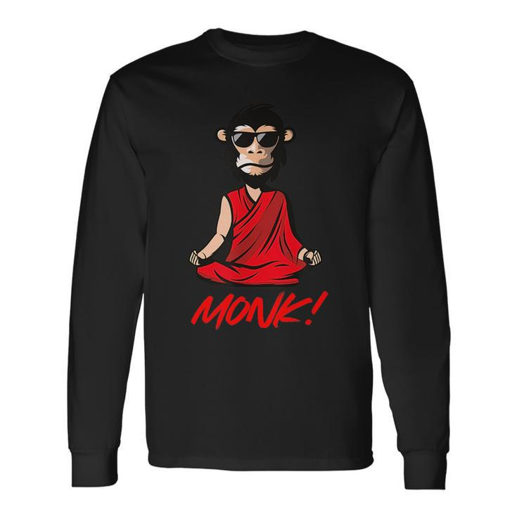 Meditation Monk Monkey Grafitti Skateboarding Punk Long Sleeve T-Shirt