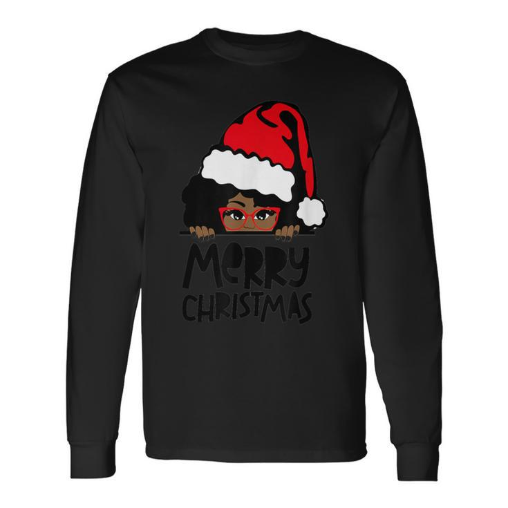 That Melanin Christmas Mrs Claus Santa Black Peeking Claus Long Sleeve T-Shirt