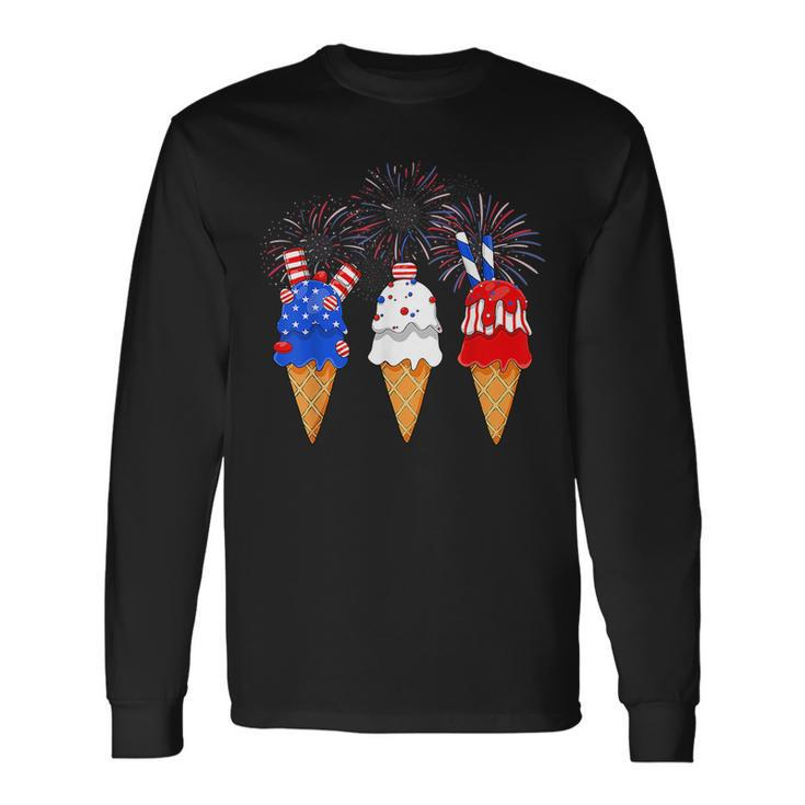 Memorial Day 4Th Of July Holiday Patriotic Ice Cream Cones Long Sleeve T-Shirt T-Shirt