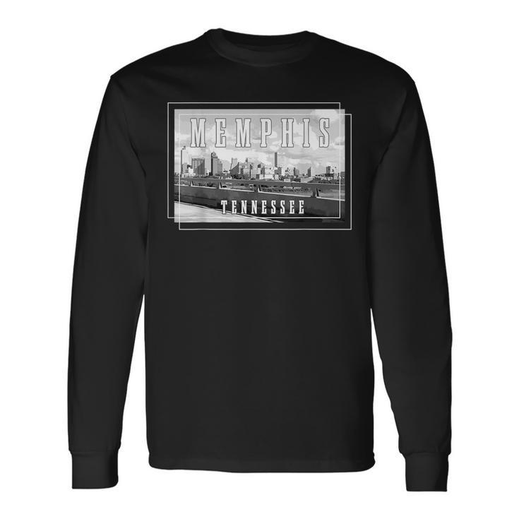 Memphis Tennessee Skyline Pride Vintage Black & White Long Sleeve T-Shirt