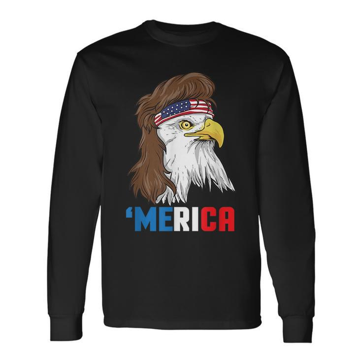 Merica Patriotic Mullet Eagle Pride American Long Sleeve T-Shirt T-Shirt