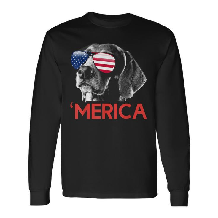 Merica Weimaraner American Flag 4Th Of July Long Sleeve T-Shirt