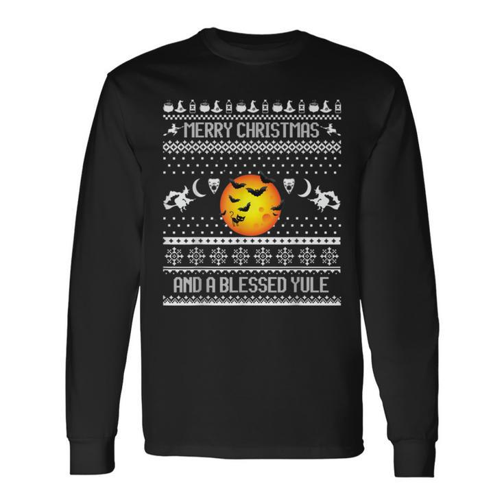 Merry Christmas And A Blessed Yule Ugly Christmas Sweaters Long Sleeve T-Shirt