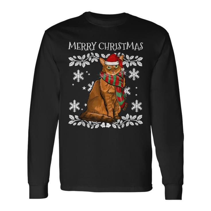 Merry Christmas Ornament Somali Cat Xmas Santa Long Sleeve T-Shirt