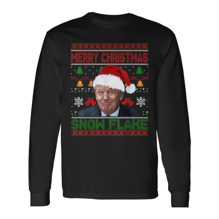 Merry Christmas Snowflake Santa Trump Xmas Ugly Sweater Long Sleeve T-Shirt