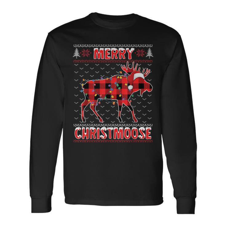 Merry Christmoose Christmas Moose Santa Ugly Sweater Long Sleeve T-Shirt