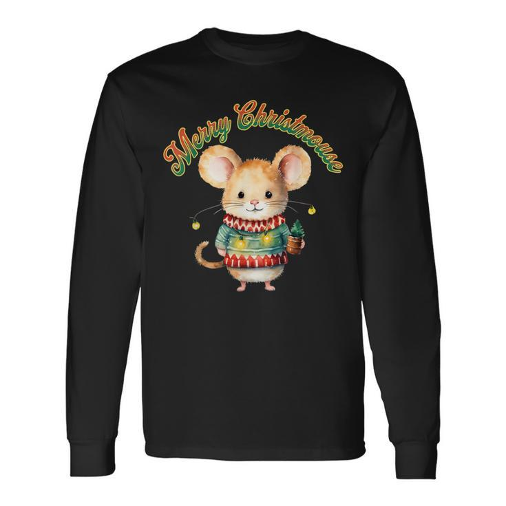 Merry Christmouse Cute Christmas Mouse Long Sleeve T-Shirt