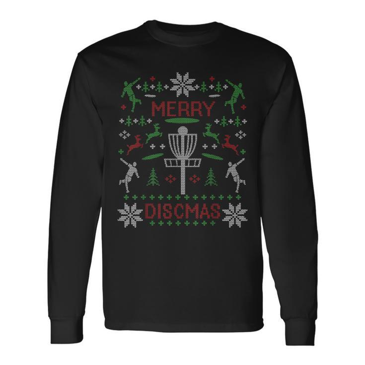 Merry Discmas Disc Golf Ugly Christmas Sweater Party Long Sleeve T-Shirt