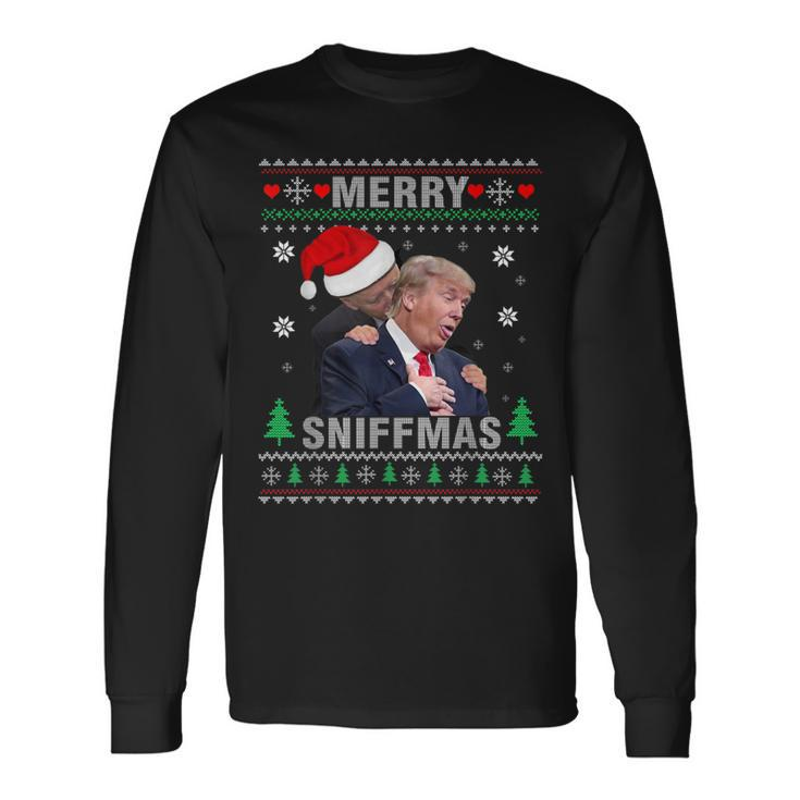 Merry Sniffmas Christmas Anti Biden Ugly Christmas Sweater Long Sleeve T-Shirt