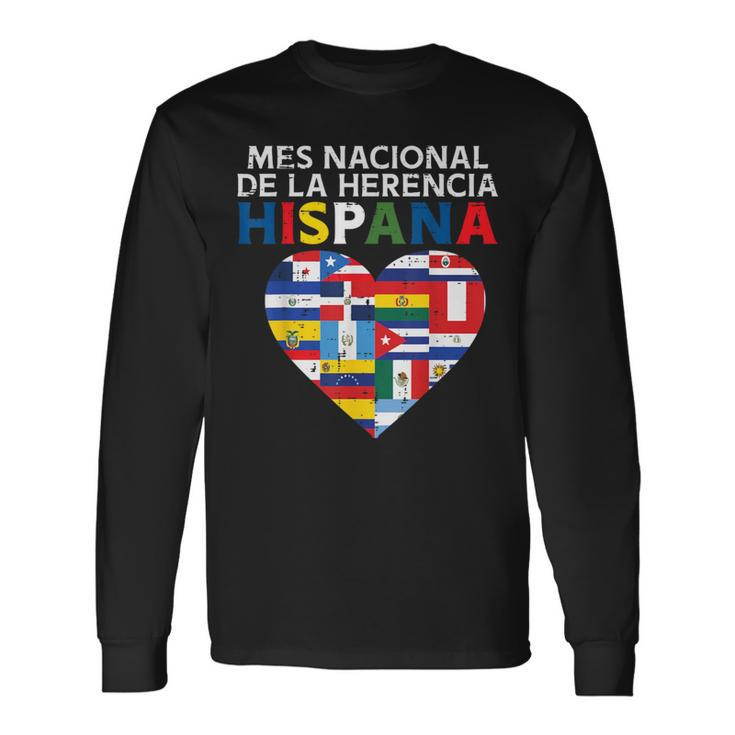 Mes Nacional De La Herencia Hispania Flags Hispanic Heritage Long Sleeve Gifts ideas