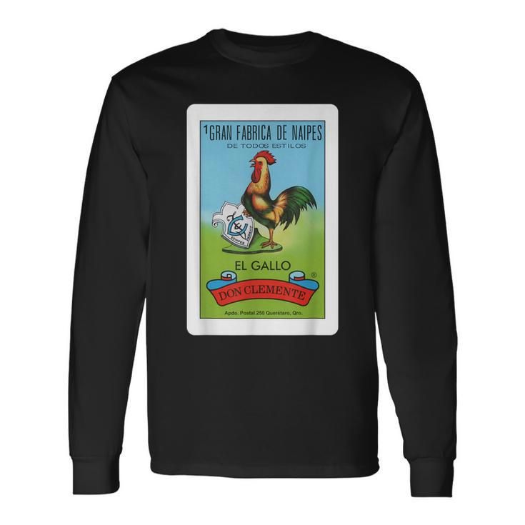 Mexican El Gallo Bingo Card Game Traditional Rooster Long Sleeve T-Shirt T-Shirt