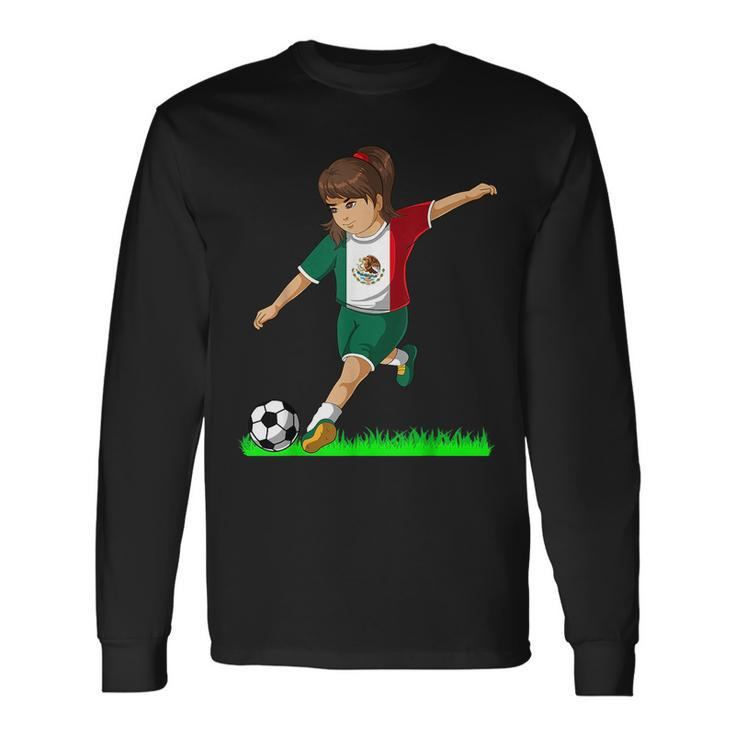 Mexican Soccer Girl Mexico Flag Jersey Football Fans Long Sleeve T-Shirt T-Shirt