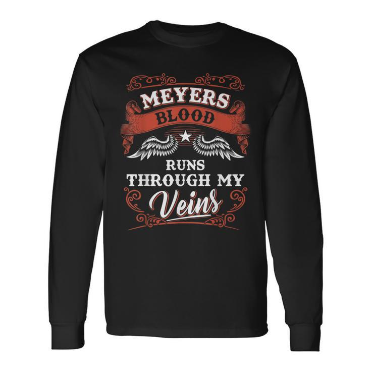 Meyers Blood Runs Through My Veins Family Christmas Long Sleeve T-Shirt